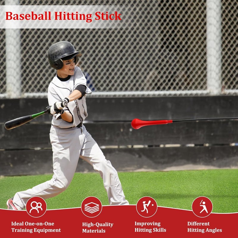 DEHAI Baseball Hitting Stick,Batting Practice Equipment for Baseball and Softball,Extended Handlebar with Grip Strap,Ideal One-on-One Baseball Training Equipment - Image 2